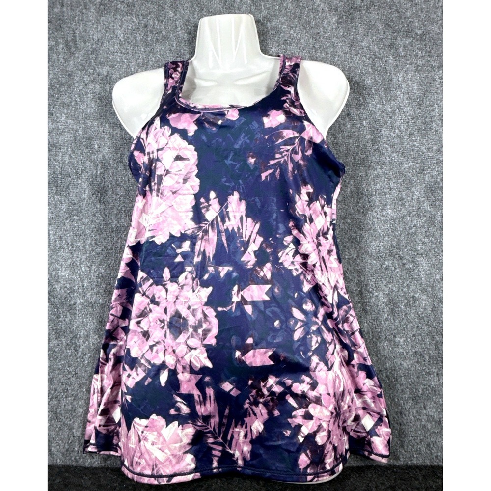 CALIA by Carrie Underwood Small Purple Floral Strappy Cage Back Tank Top